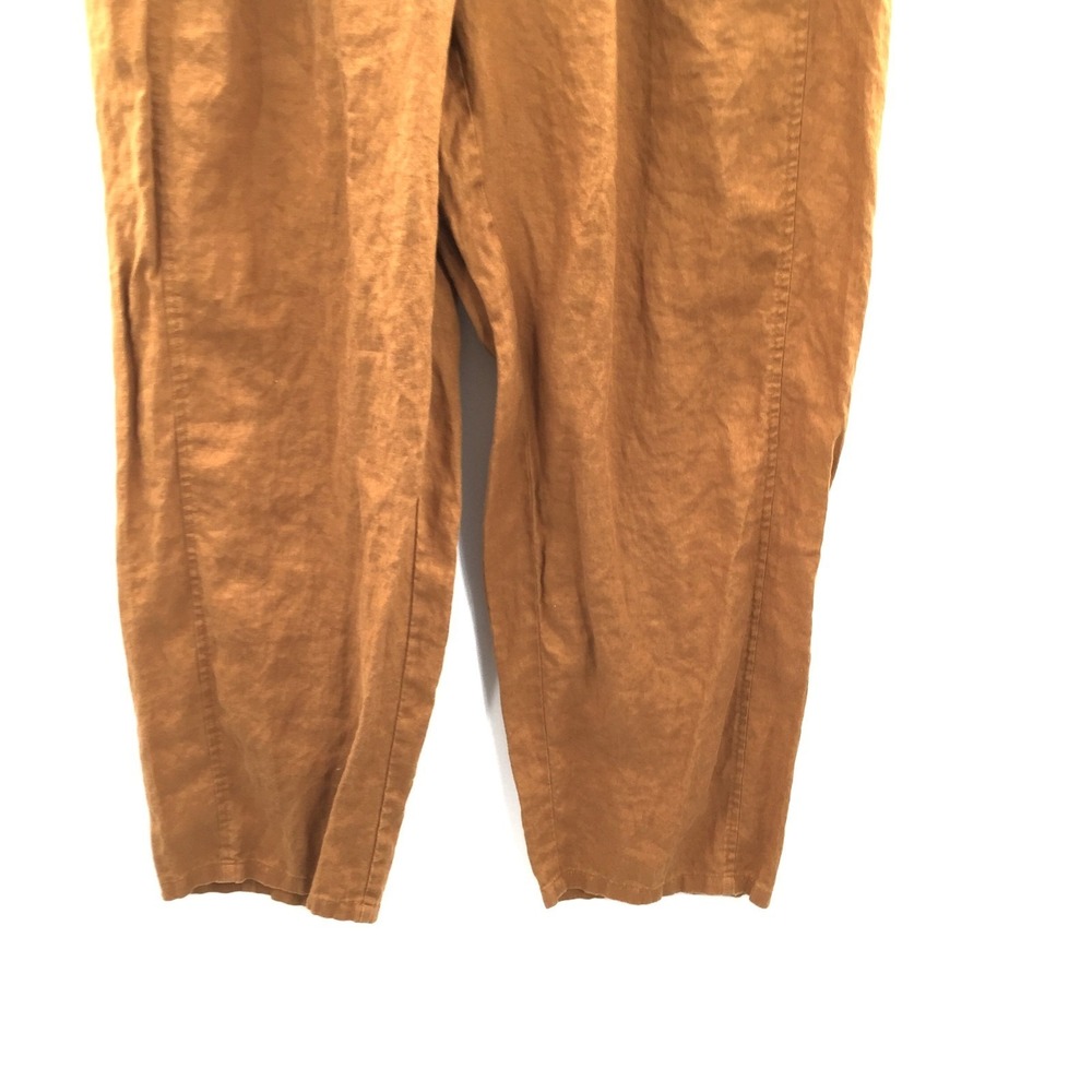 Eileen Fisher Organic linen brown wide leg boho quiet luxury pants minimalist L - Picture 2 of 10